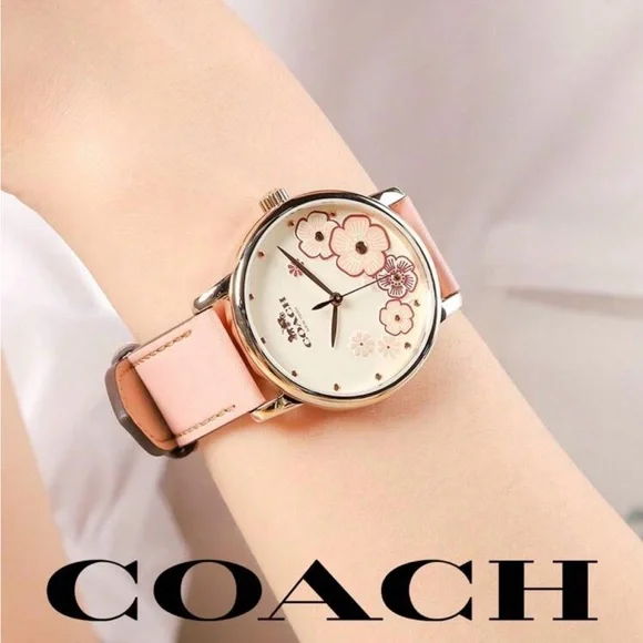Coach Gold and Pink Women's Floral Watch - Picture 6 of 7